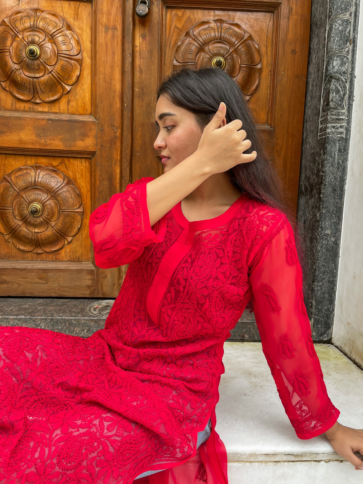 Sanya Resham jaal kurti
