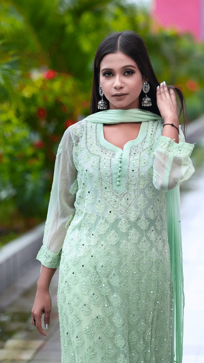 Alekya mirror set with dupatta