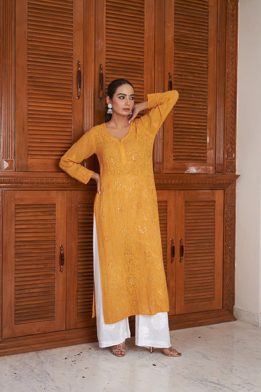 Alina Mukaish Pure Georgette Kurta