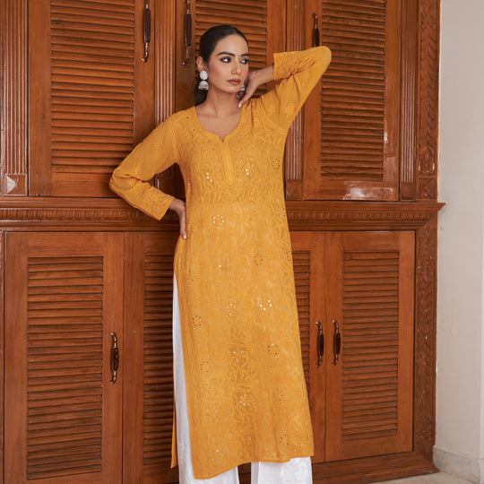 Alina Mukaish Pure Georgette Kurta