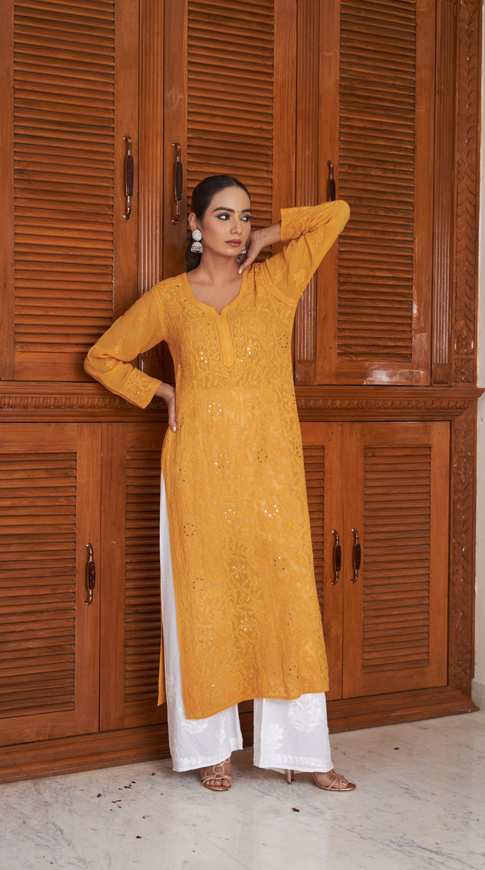 Alina Mukaish Pure Georgette Kurta