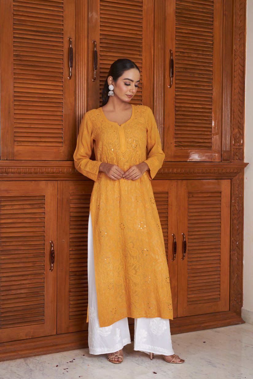 Alina Mukaish Pure Georgette Kurta