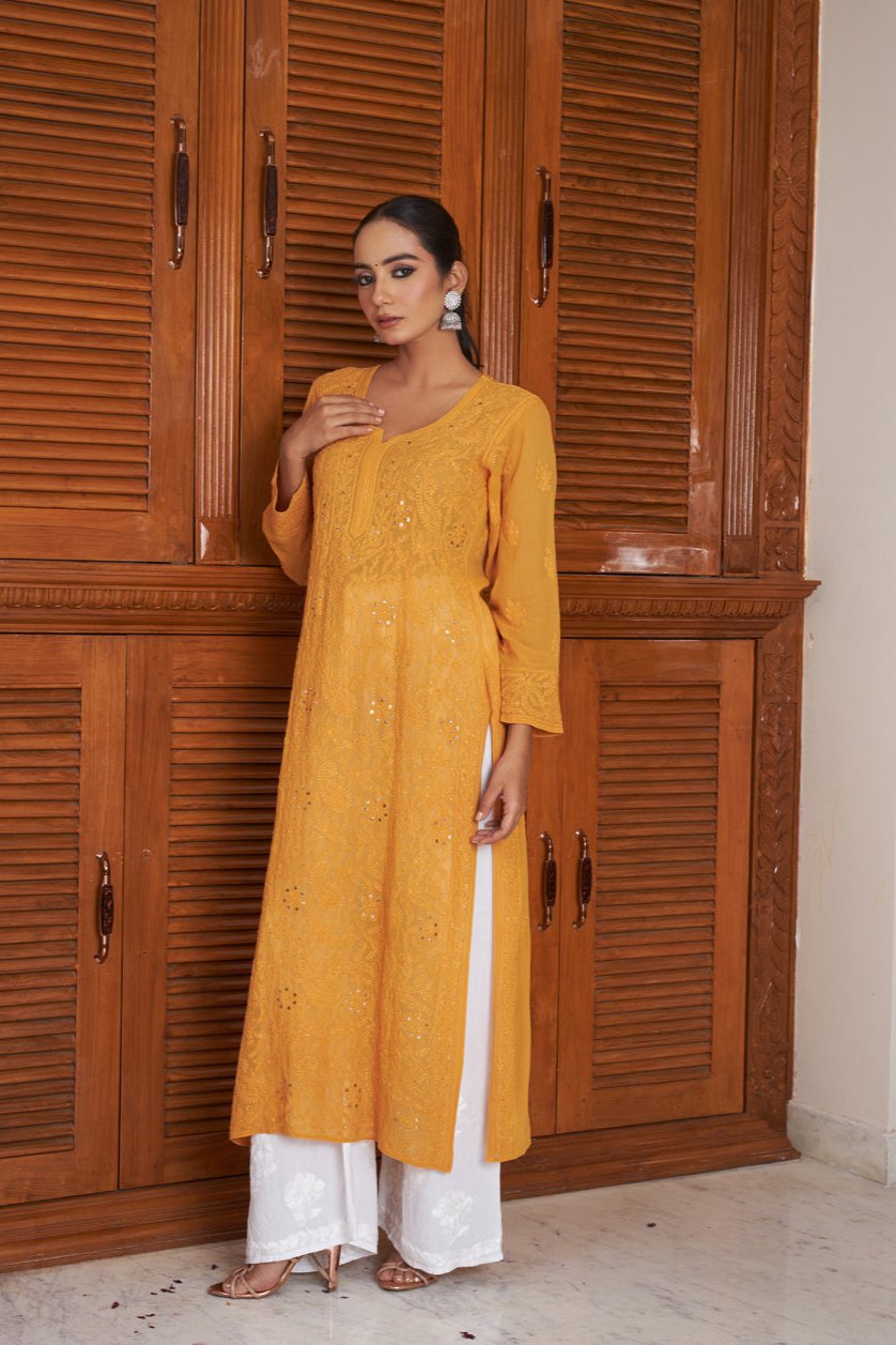 Alina Mukaish Pure Georgette Kurta