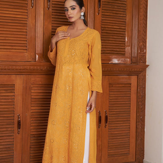 Alina Mukaish Pure Georgette Kurta