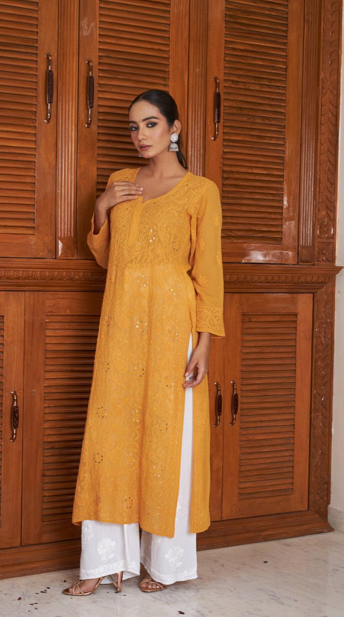 Alina Mukaish Pure Georgette Kurta