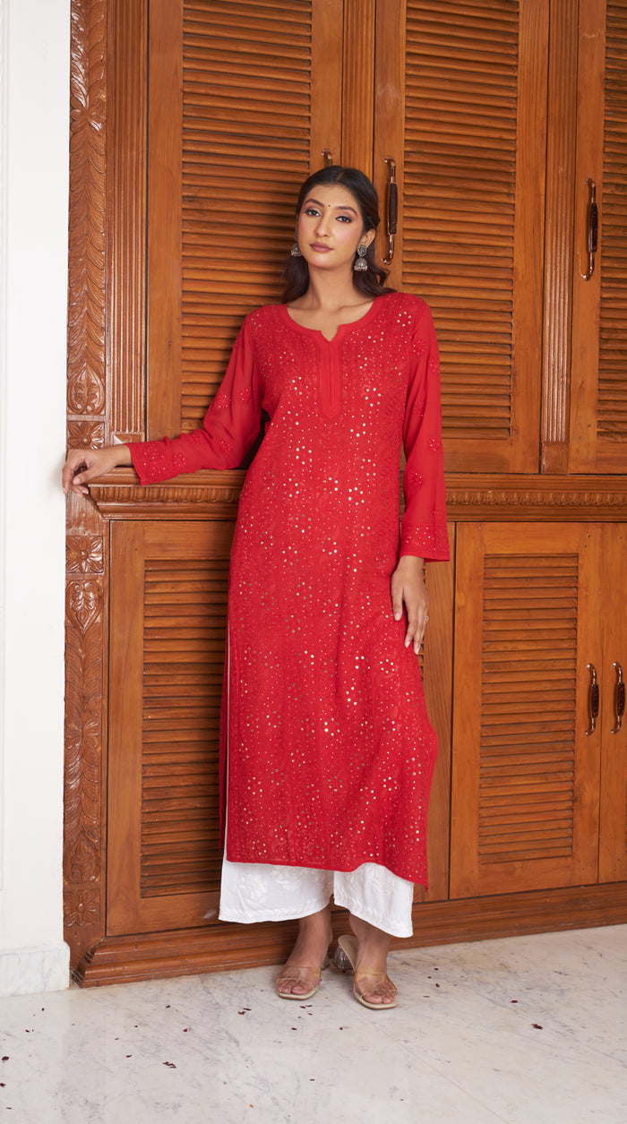 Alina  Mukaish Pure Georgette kurta