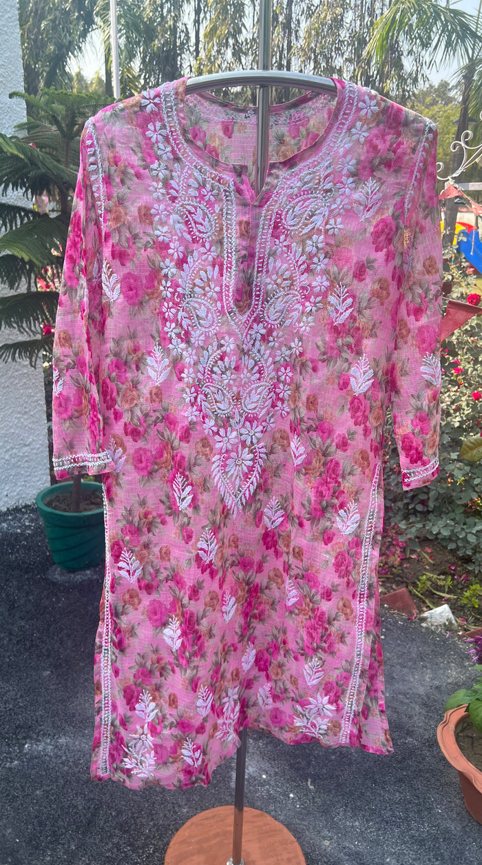 Marwah floral pink Kota kurta