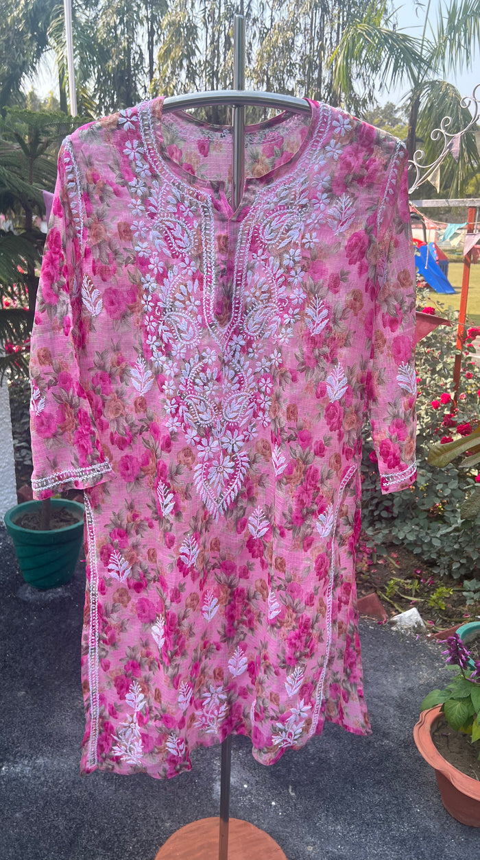 Marwah floral pink Kota kurta