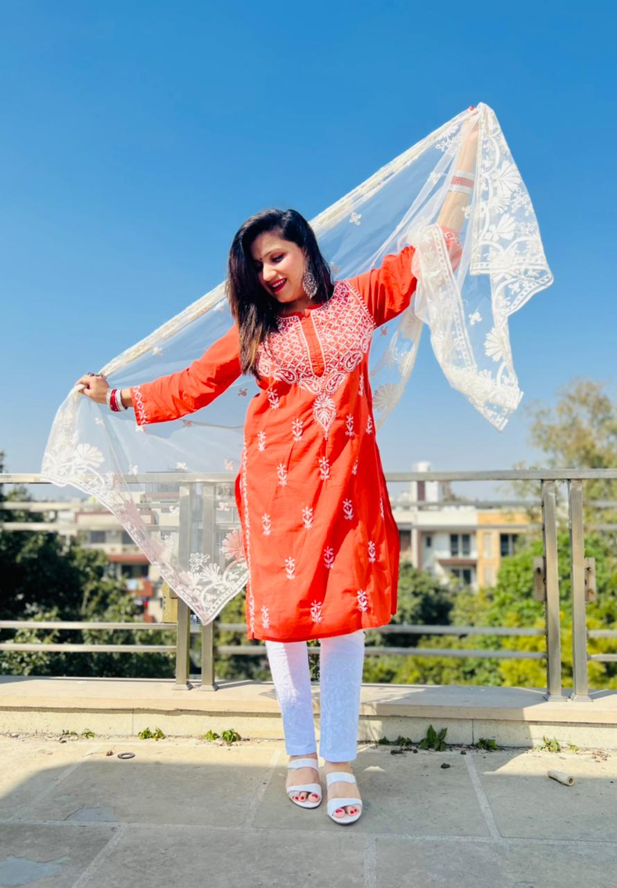 Hania cotton kurti – Anahita Chikan Kari